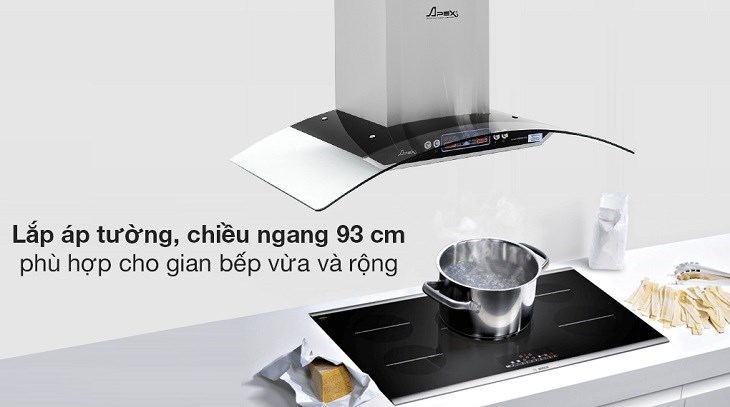 Máy hút mùi kính cong Apex APB6601-90C phù hợp với đối tượng người dùng có gian bếp vừa và rộng