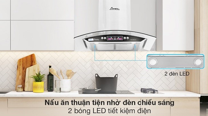 Máy hút mùi kính cong Apex APB6601-70C được trang bị đèn LED có khả năng chiếu sáng tốt giúp cung cấp đủ ánh sáng cho người nội trợ