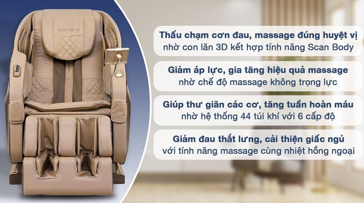 Ghế massage 3D Remote Cảm Ứng Daikiosan DKGM-20001 được bán với giá 45.150.000 đồng (cập nhật 08/2023 và có thể thay đổi theo thời gian)