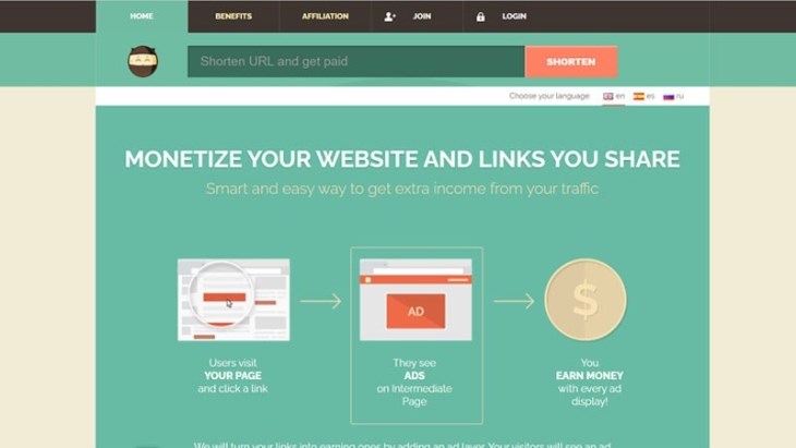 Shorte.st là trang web rút gọn link đơn giản và cho phép bạn kiếm tiền từ đó
