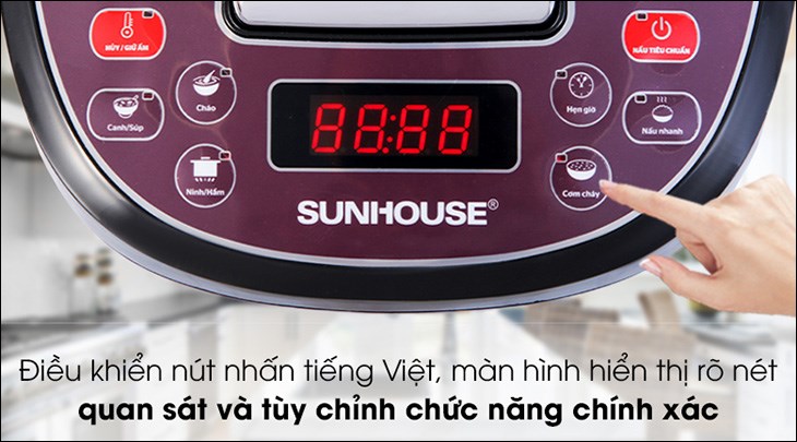 Nhờ bảng điều khiển của nồi cơm điện tử Sunhouse 1.8 lít SHD8909 trực quan, bạn có thể dễ dàng tùy chỉnh chế độ phù hợp để chế biến các món