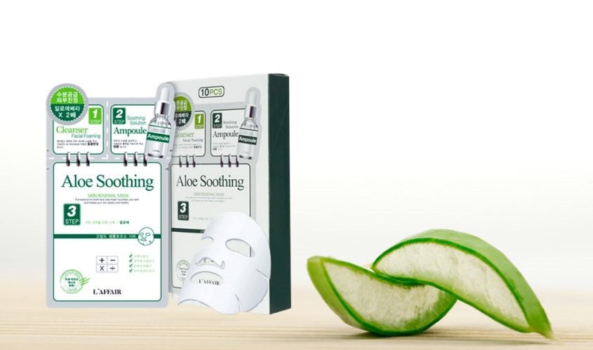 Mặt nạ giấy 3 bước Lô Hội giữ ẩm, làm mịn da Rainbow L'affair cho da hỗn hợp 28 ml 