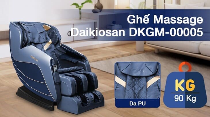 Ghế massage Daikiosan DKGM-00005 được làm từ chất liệu chất liệu da PU cao cấp, cho trải nghiệm thoải mái khi ngồi