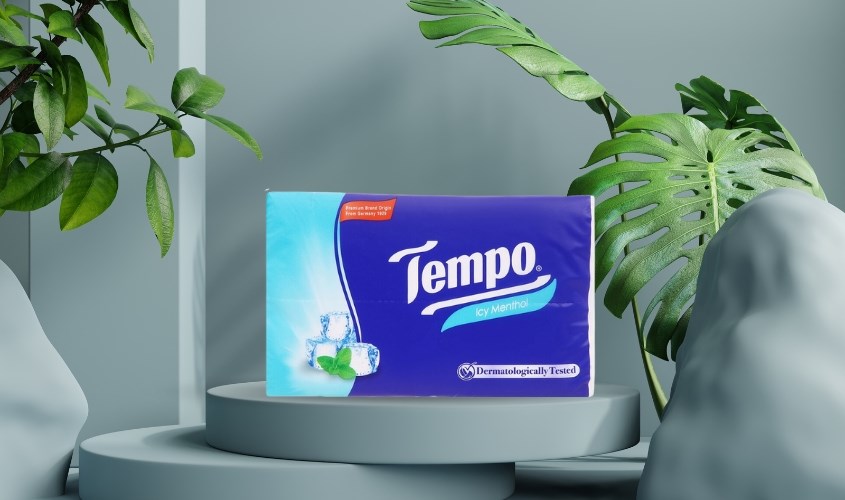 Gói 90 tờ khăn giấy rút Tempo hương bạc hà 4 lớp