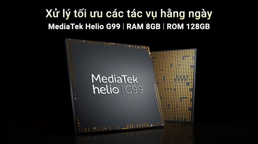 realme 11 4G được tích hợp bộ vi xử lý MediaTek Helio G99 8 nhân mạnh mẽ