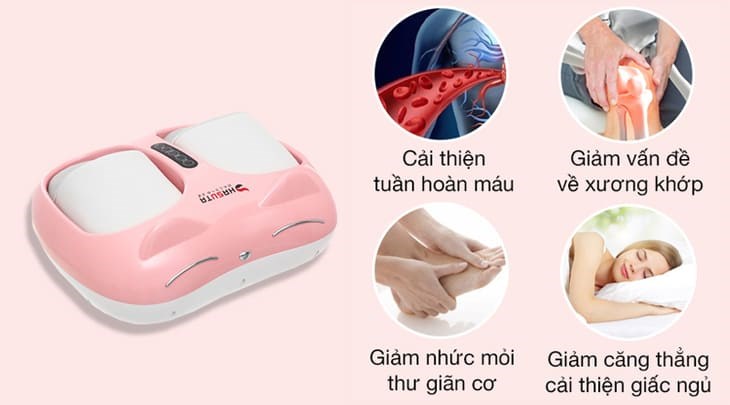 Máy massage chân HASUTA HMF-250 (Màu hồng) hỗ trợ giúp cải thiện tuần hoàn máu, giảm đau, căng cứng, mỏi cơ hiệu quả