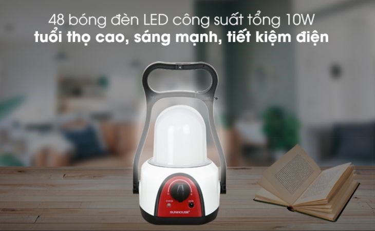 Đèn sạc Sunhouse SHE-6848LA tuổi thọ cao, sáng mạnh, tiết kiệm điện