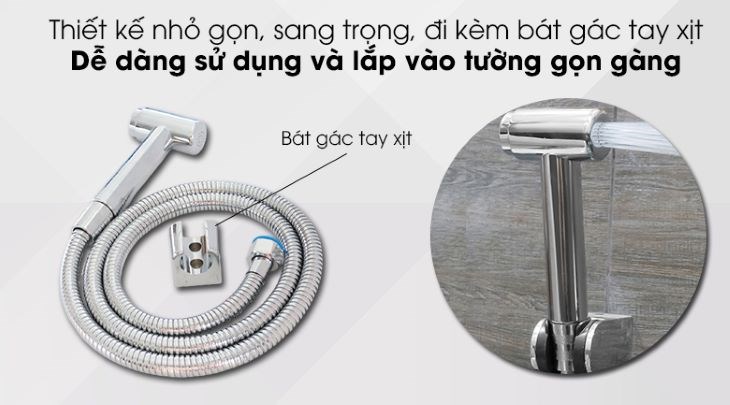 Vòi xịt vệ sinh nhựa Eurolife EL-X07 được thiết kế nhỏ gọn, sang trọng, đi kèm bát gác tay xịt có thể lắp vào tường, giúp treo cất vòi xịt gọn gàng, thẩm mỹ.