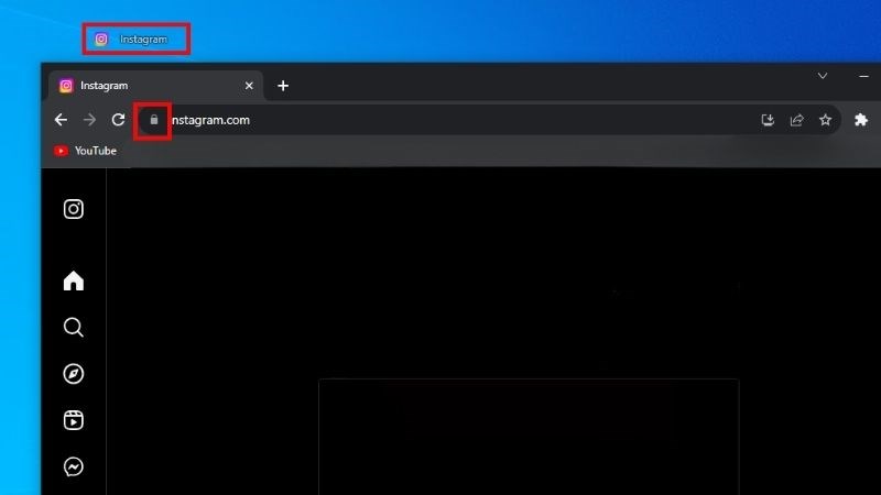 Nhấn giữ - kéo thả biểu tượng ổ khóa ở trên thanh địa chỉ ra ngoài màn hình Desktop