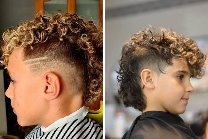 Tóc mullet cho bé trai uốn con sâu