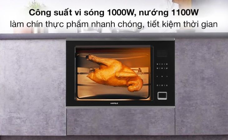 Lò vi sóng có nướng lắp âm Hafele HM-B38C giúp thức ăn chính nhanh chóng