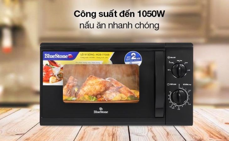 Lò vi sóng BlueStone MOB-7708B 20 lít giúp tiết kiệm thời gian, công sức với nhiều chương trình nấu ăn được cài đặt sẵn