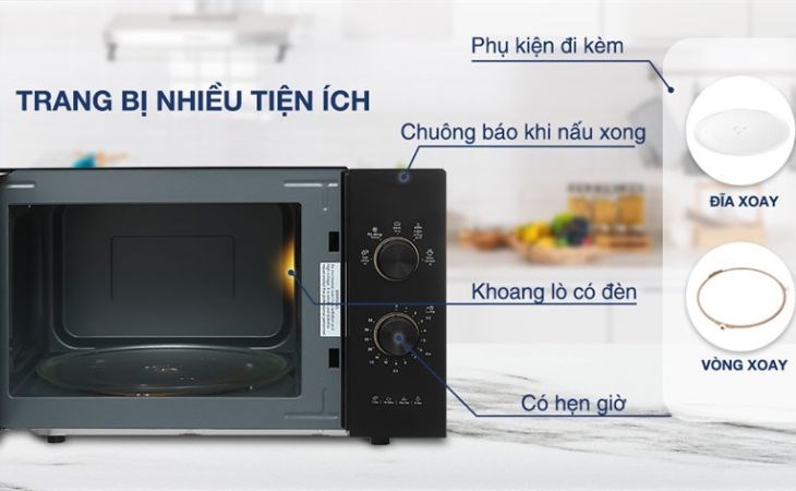 Lò vi sóng Electrolux EMM23K22B 23 lít được trang bị nhiều tiện ích, giúp đảm bảo an toàn khi sử dụng