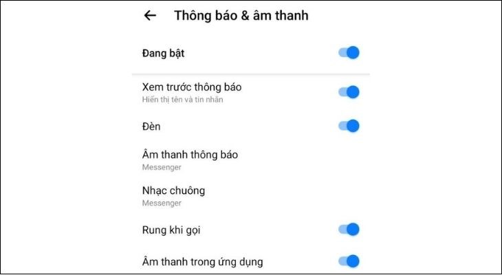 Tắt thông báo là lý do khiến người nhận không nhận được cuộc gọi từ Messenger ngoài màn hình