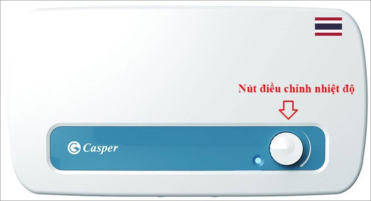 Xoay nút nhiệt độ của máy nước nóng Casper theo chiều kim đồng hồ để tăng dần nhiệt độ theo nhu cầu