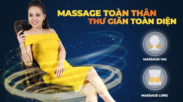 Đệm massage ELIP sở hữu các con lăn trải dài, tập trung vào phần vai, lưng, mông đem đến trải nghiệm thư giãn toàn diện