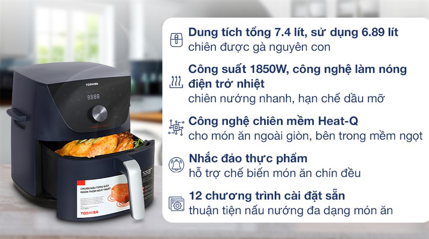 Nồi chiên không dầu Toshiba AF-74CS2SRVN(B) 7.4 lít - Tiện ích