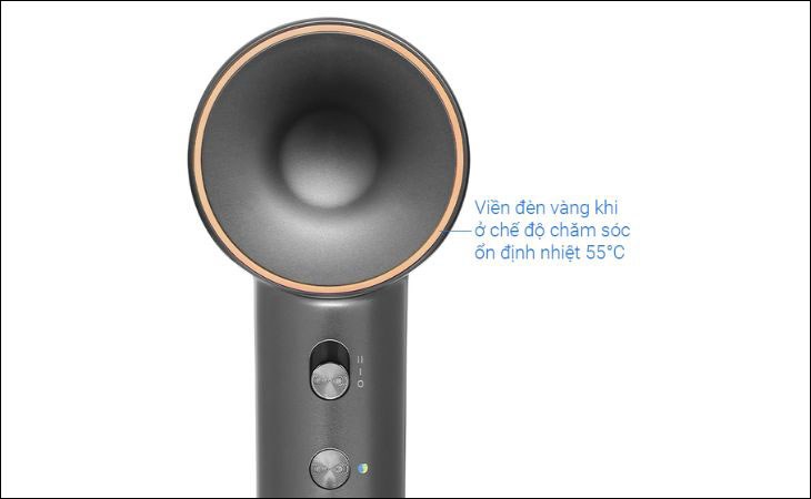 Máy sấy tóc 1600W Showsee A18-GY được trang bị viền đèn giúp bạn phân biệt các chế độ sấy tóc