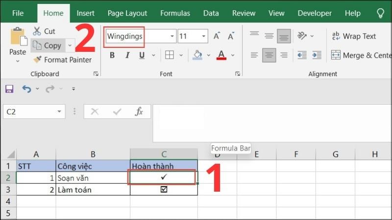 Bôi đen ký tự vừa xuất hiện và chọn font chữ Wingdings để định dạng lại