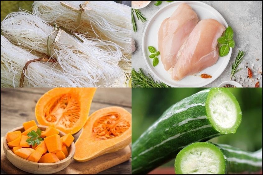 Mới lạ với công thức bún gà bí đỏ và mướp Nhật
