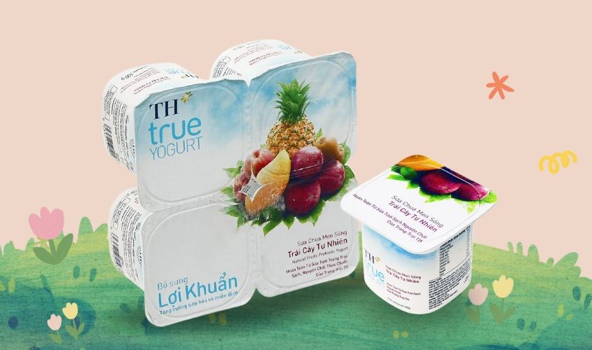 Lốc 4 hộp sữa chua trái cây TH true YOGURT vị trái cây 100g (từ 1 tuổi)