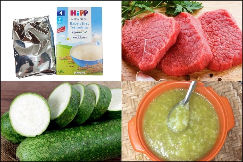 Cách nấu bột ăn dặm với thịt bò và bí xanh