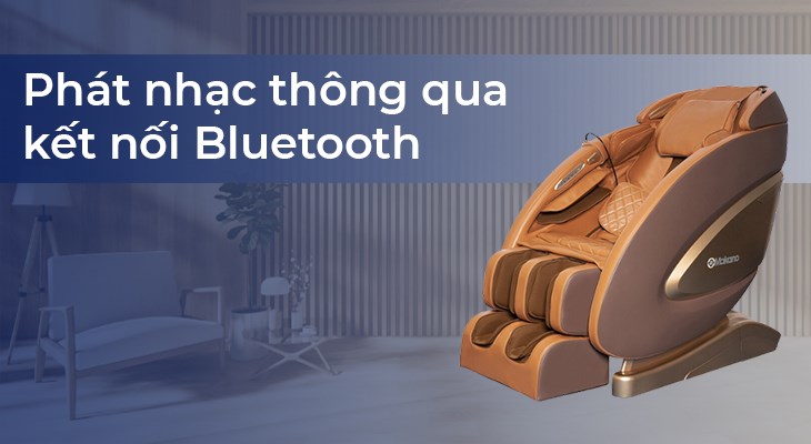 Tính năng kết nối bluetooth trên ghế massage Makano MKGM-20001 giúp người dùng dễ dàng nghe nhạc thư giãn trong quá trình sử dụng