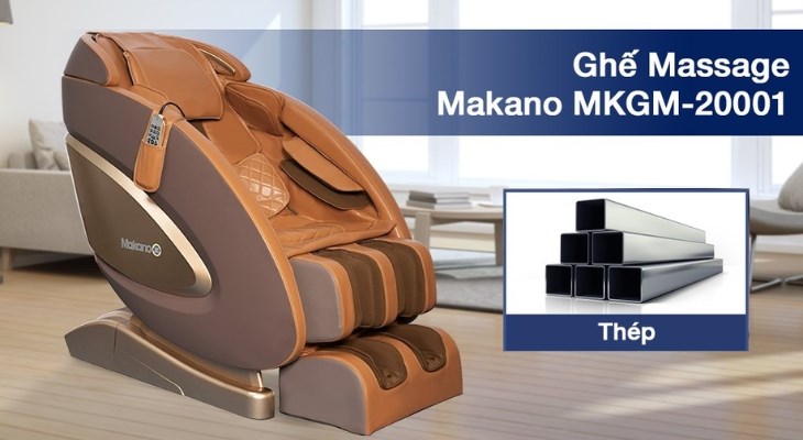 Khung của ghế massage Makano MKGM-20001 được làm từ thép không gỉ bền bỉ, cứng cáp, đảm bảo an toàn cho người dùng