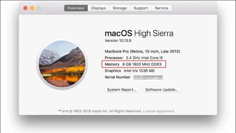 Bạn khởi động lại MacBook để kiểm tra xem thanh RAM mới đã được nhận chưa