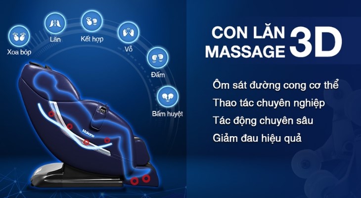 Công nghệ con lăn 3D tiên tiến cùng 6 kỹ thuật massage chuyên sâu giúp người dùng thư giãn hiệu quả Công nghệ con lăn 3D tiên tiến cùng 6 kỹ thuật massage chuyên sâu giúp người dùng thư giãn hiệu quả