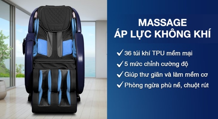 Cơ bắp của người dùng sẽ được xoa dịu và làm săn chắc hơn nhờ tính năng massage áp lực không khí Cơ bắp của người dùng sẽ được xoa dịu và làm săn chắc hơn nhờ tính năng massage áp lực không khí