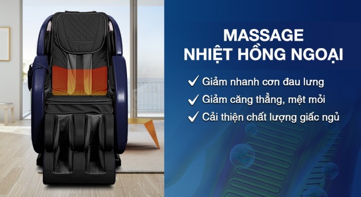 Đây là tính năng hữu ích với những người bị đau thắt lưng hay thường xuyên mất ngủ Tính năng massage nhiệt trên ghế massage Makano MKGM-10003 rất hữu ích với những người bị đau thắt lưng hay thường xuyên mất ngủ