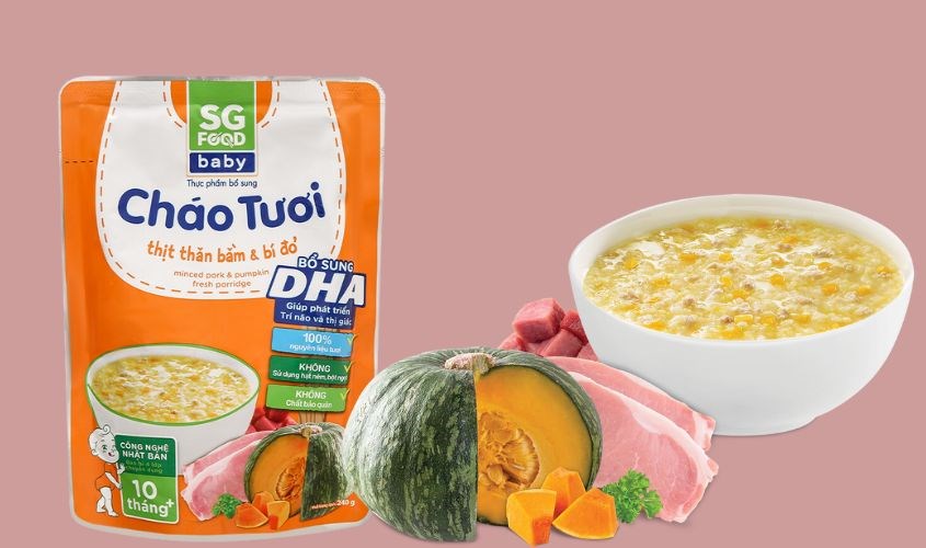 Cháo tươi SG Food Baby vị thịt thăn bằm, bí đỏ gói 240g
