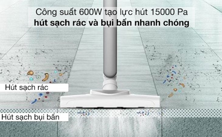 Lực hút máy hút bụi cầm tay Deerma DX700 lên đến 15000Pa mạnh mẽ, giúp bạn vệ sinh nhà cửa nhanh chóng