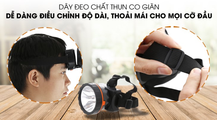 Đèn pin sạc đội đầu Điện Quang ĐQ PFL13 R BLO có thiết kế gọn nhẹ và dây đeo có thể rút gọn/kéo dài phù hợp với mọi cỡ đầu