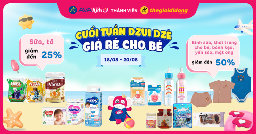 Giá sốc cuối tuần, sữa tã giảm đến 25%, bình sữa, thời trang cho bé, bánh kẹo, yến sào, mật ong giảm đến 50%