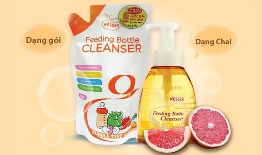 Nước rửa bình sữa Wesser chai 500 ml hương bưởi