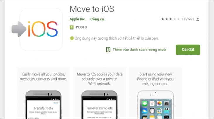 Tải về ứng dụng Move to iOS để chuyển dữ liệu từ Android sang iPhone