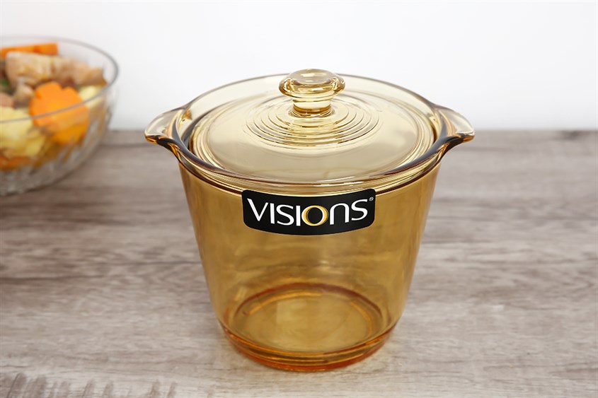 Lưu ý không sử dùng nồi thủy tinh nắp thủy tinh 15 cm Visions VSF-12STW/CL1 1.2 lít để chế biến các món chiên hay thắng đường, nấu kẹo,...