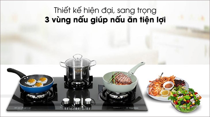 Bếp ga âm Torino MILANSBI-3B(SV) có kiểu dáng sang trọng, làm gia tăng tính thẩm mỹ cho không gian bếp