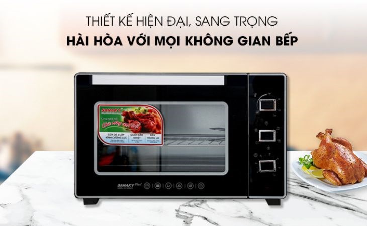 Lò nướng Sanaky VH5099S2D 50 lít có thiết kế nhỏ gọn, sang trọng và hiện đại