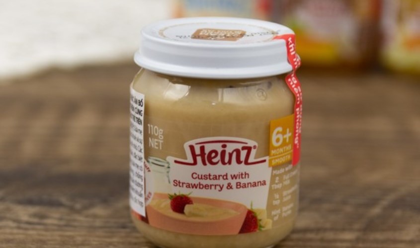 Dinh dưỡng trái cây nghiền Heinz chuối, dâu hũ 110g