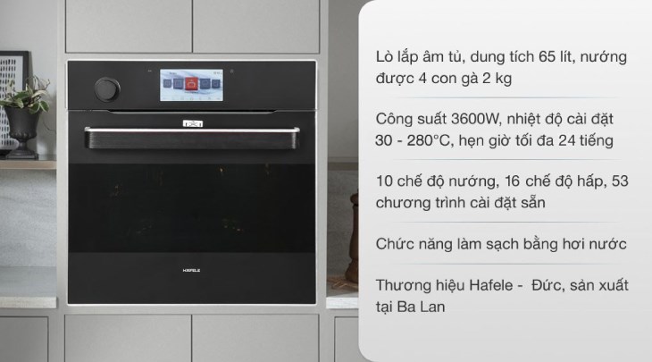 Lò nướng và hấp lắp âm Hafele HO-T60B (535.02.711) 65 lít được tích hợp 10 chế độ nướng tự động, giúp bạn linh hoạt trong việc nấu nướng Lò nướng và hấp lắp âm Hafele HO-T60B (535.02.711) 65 lít được tích hợp 10 chế độ nướng tự động, giúp bạn linh hoạt trong việc nấu nướng