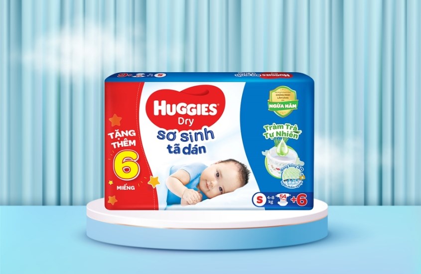 Tã dán Huggies Dry size S 60 miếng