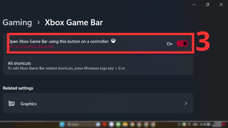 Chuyển Xbox Game Bar sang chế độ On.