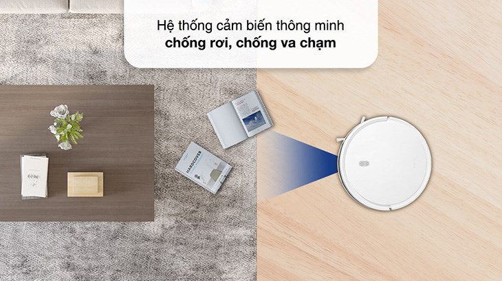 Robot hút bụi lau nhà Xiaomi Vacuum E10 được trang bị hệ thống cảm biến thông minh chống rơi và chống va chạm