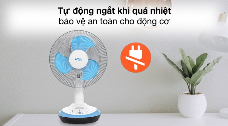 Quạt bàn được tích hợp chế độ tự ngắt khi quá nhiệt giúp đảm bảo an toàn cho người dùng