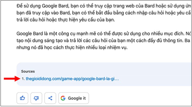 Xác thực thông tin Google Bard AI trả về