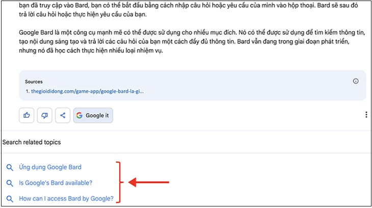 Tham khảo những chủ đề có liên quan để xác thực thông tin từ Google Bard AI