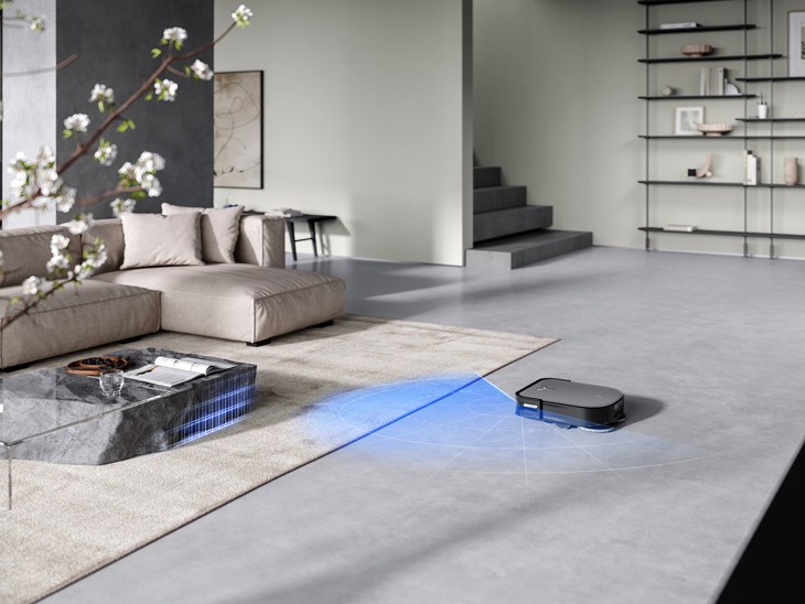 Hệ thống cảm biến thông minh kết hợp hệ thống định vị LiDAR trên robot hút bụi lau nhà Ecovacs Deebot X2 OMNI giúp robot điều hướng chính xác, tránh va chạm không đáng có